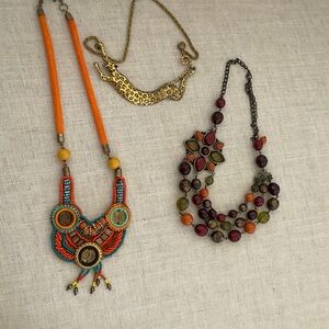 Artisan Orange and Gold Beaded Necklace